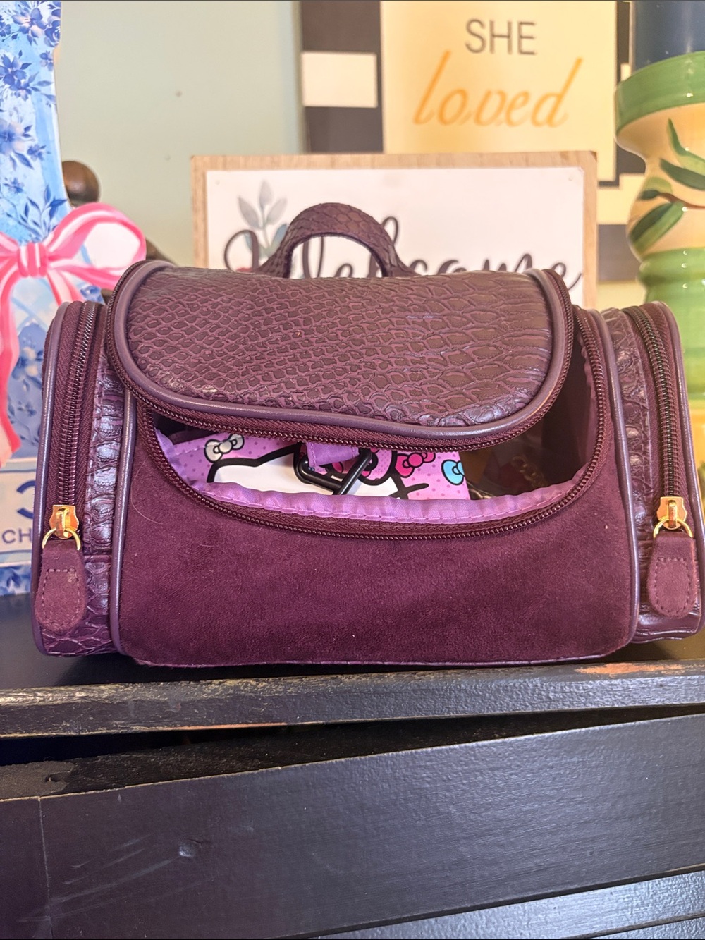 10 MYSTERY Items Including Cosmetic Travel Case with Hook & side pockets